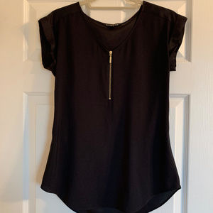 Express Silky V Neck Zipper Blouse Sz XS